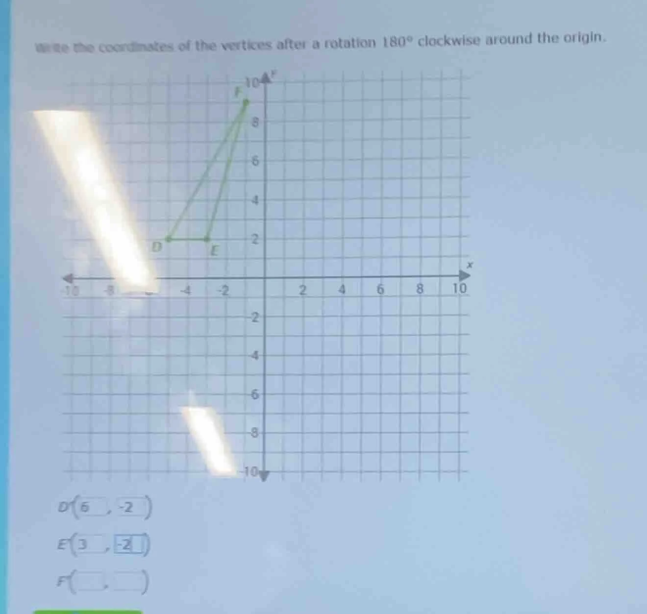 write the coordinates of the vertices after a rotation 180° clockwise a…
