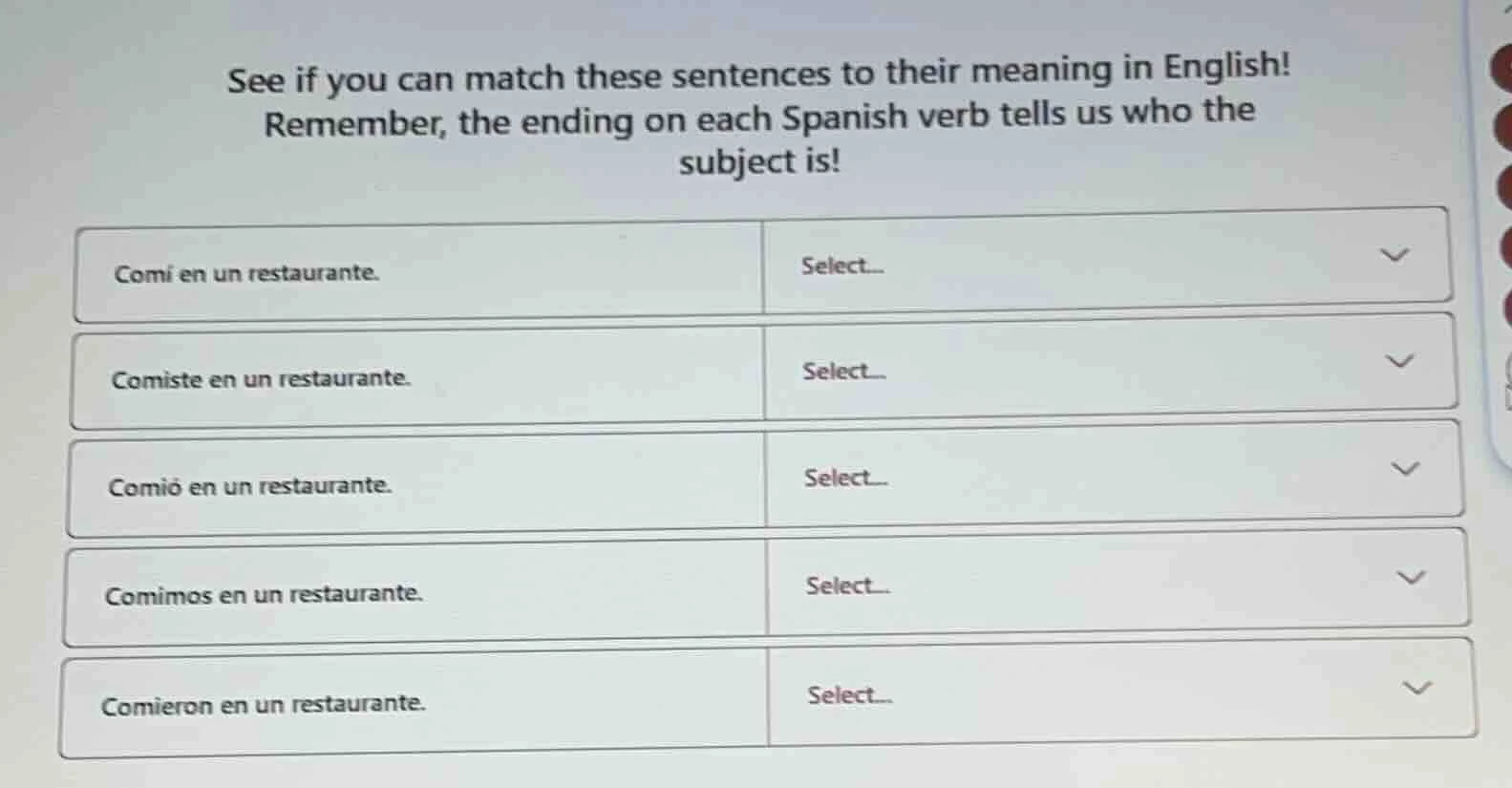 see if you can match these sentences to their meaning in english! remem…