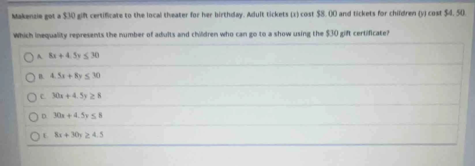 makenzie got a $30 gift certificate to the local theater for her birthd…