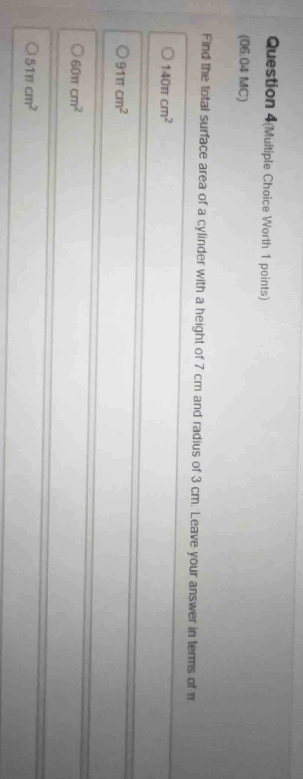 question 4(multiple choice worth 1 points) (06.04 mc) find the total su…