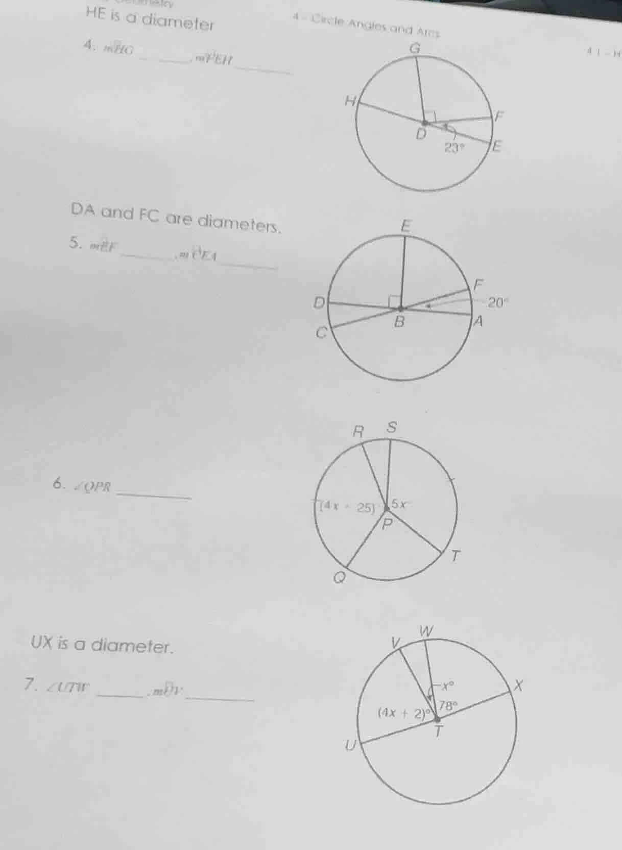 he is a diameter 4. ( moverarc{hg} ) ______, ( moverarc{feh} ) ______ d…