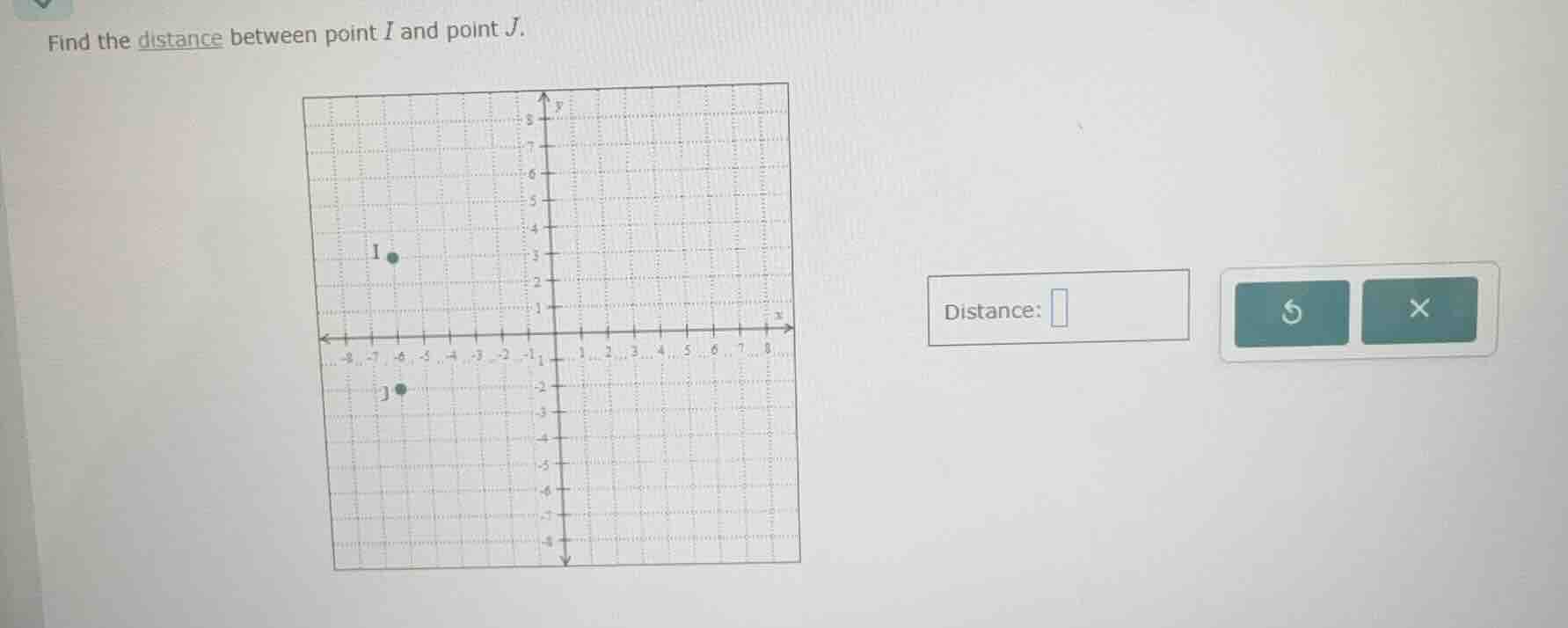 find the distance between point i and point j. distance: