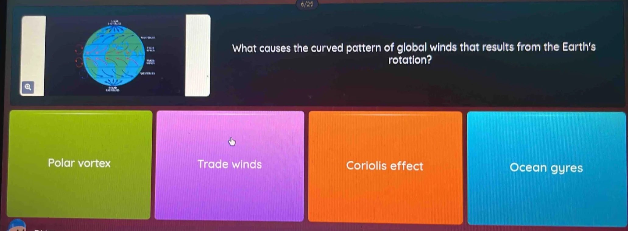 what causes the curved pattern of global winds that results from the ea…