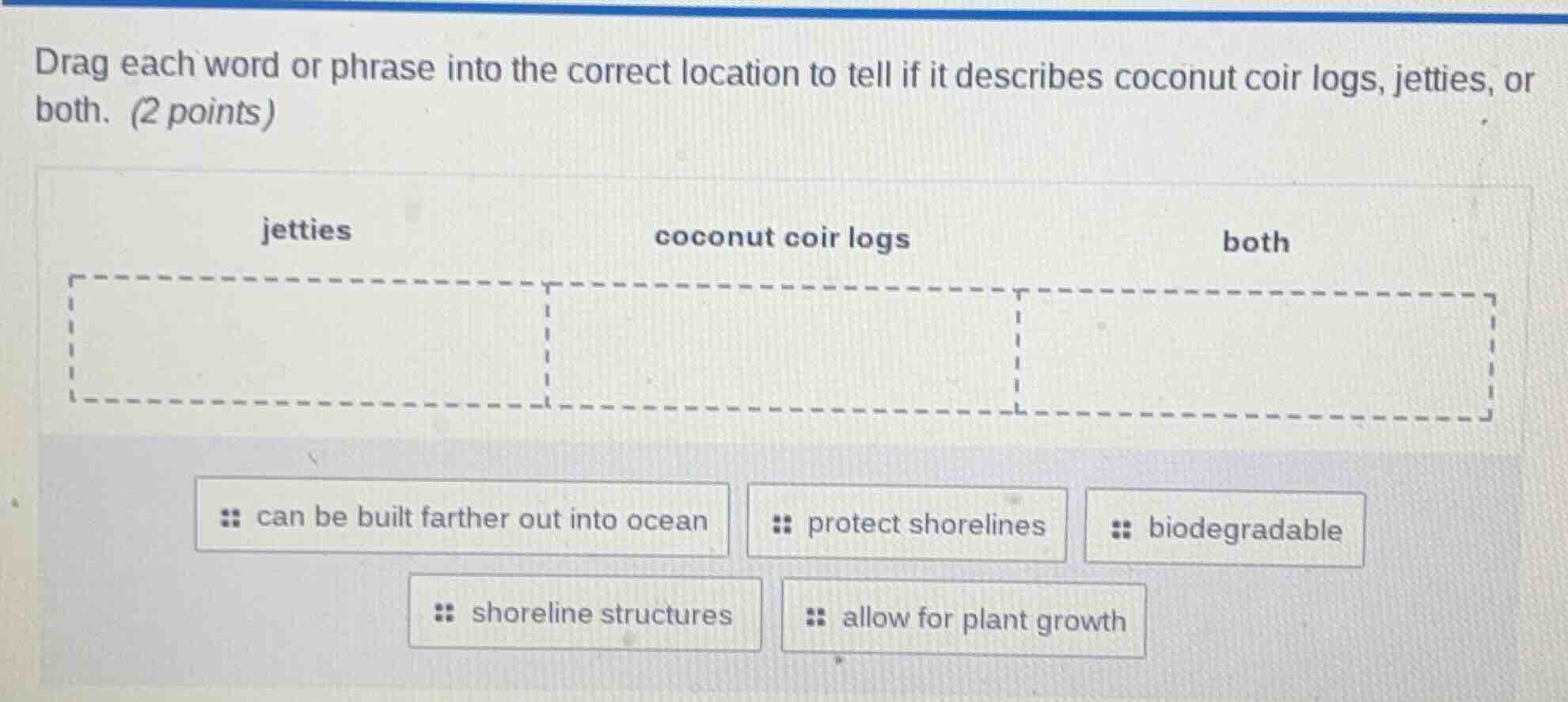 drag each word or phrase into the correct location to tell if it descri…