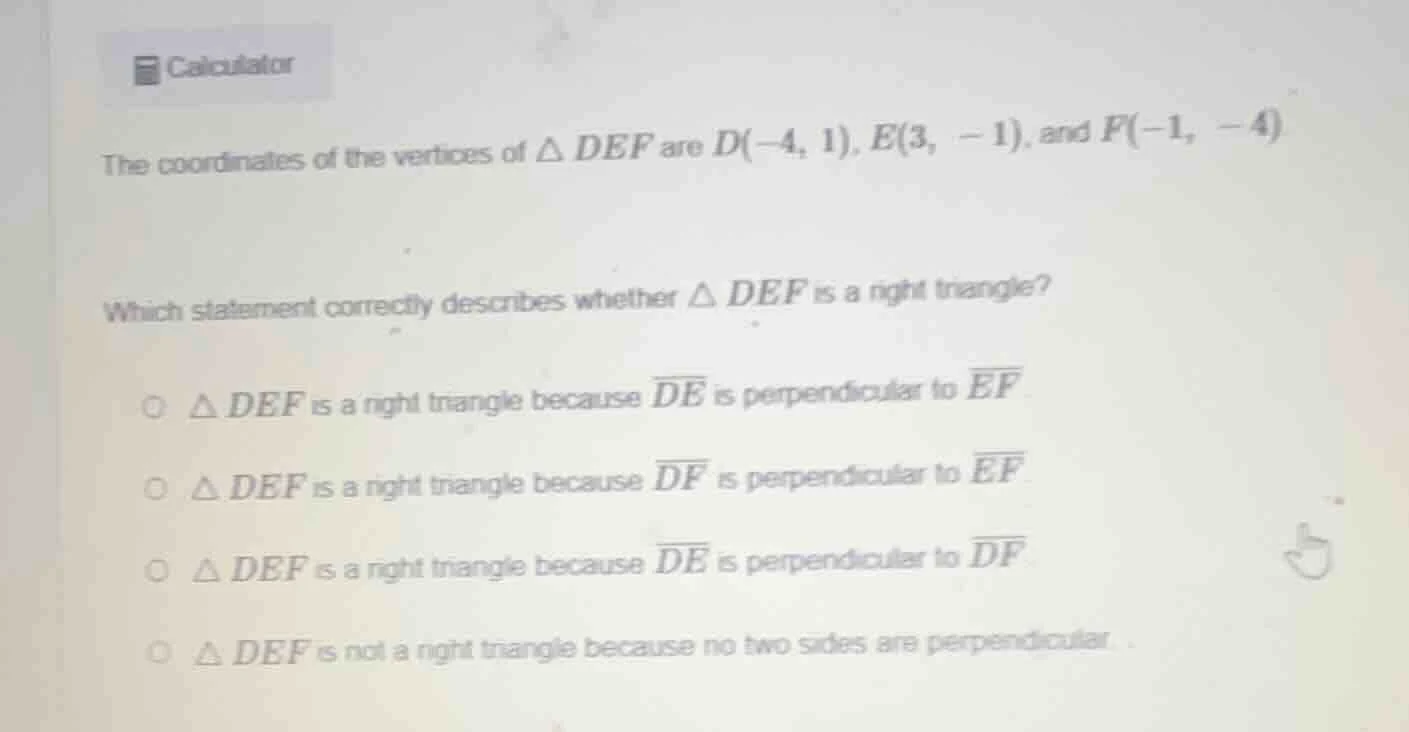 calculator the coordinates of the vertices of $\\triangle def$ are $d(-…