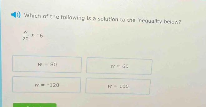 which of the following is a solution to the inequality below? \\(\frac{…