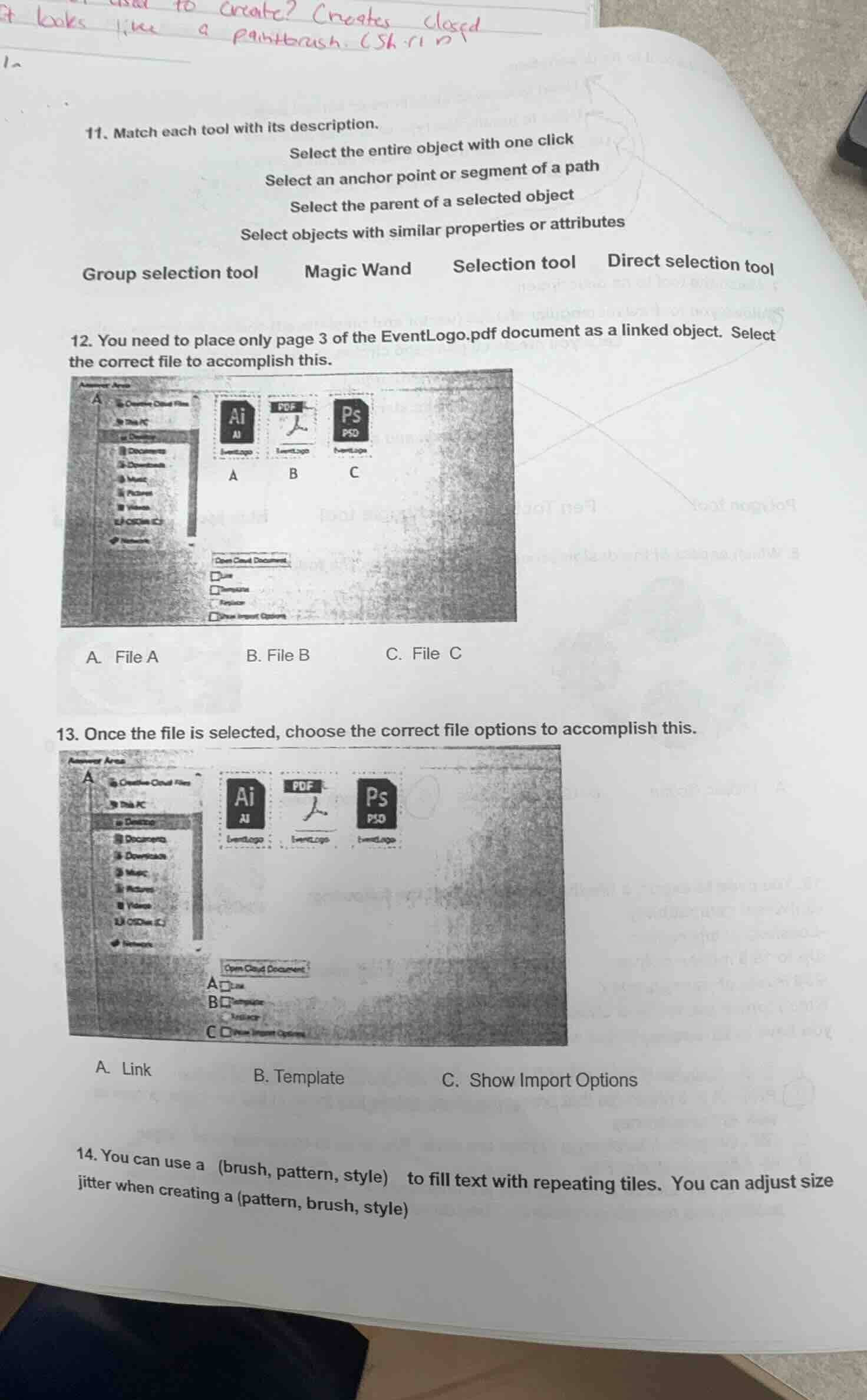 11. match each tool with its description. select the entire object with…