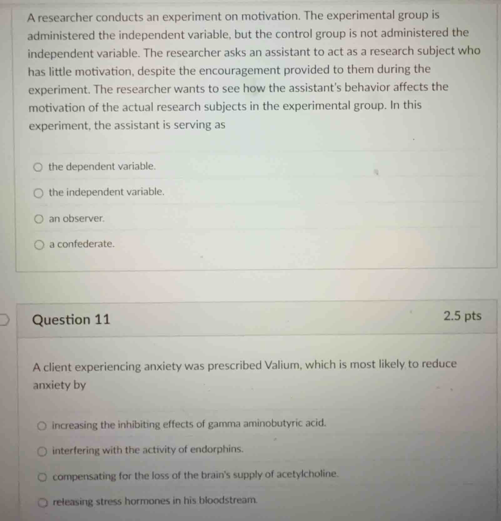 a researcher conducts an experiment on motivation. the experimental gro…