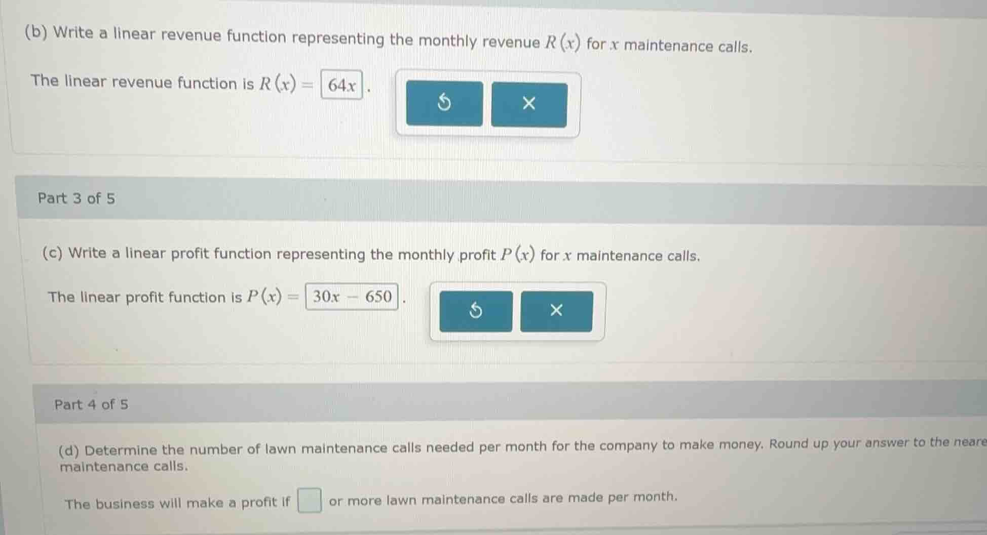 (b) write a linear revenue function representing the monthly revenue ( …