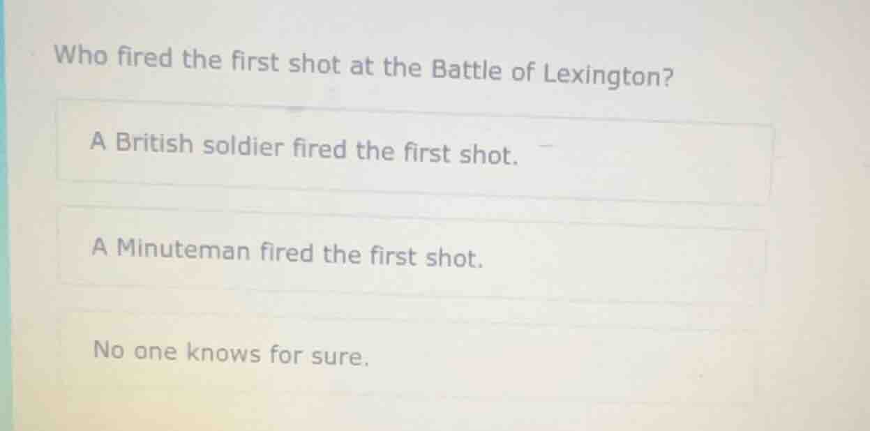 who fired the first shot at the battle of lexington? a british soldier …