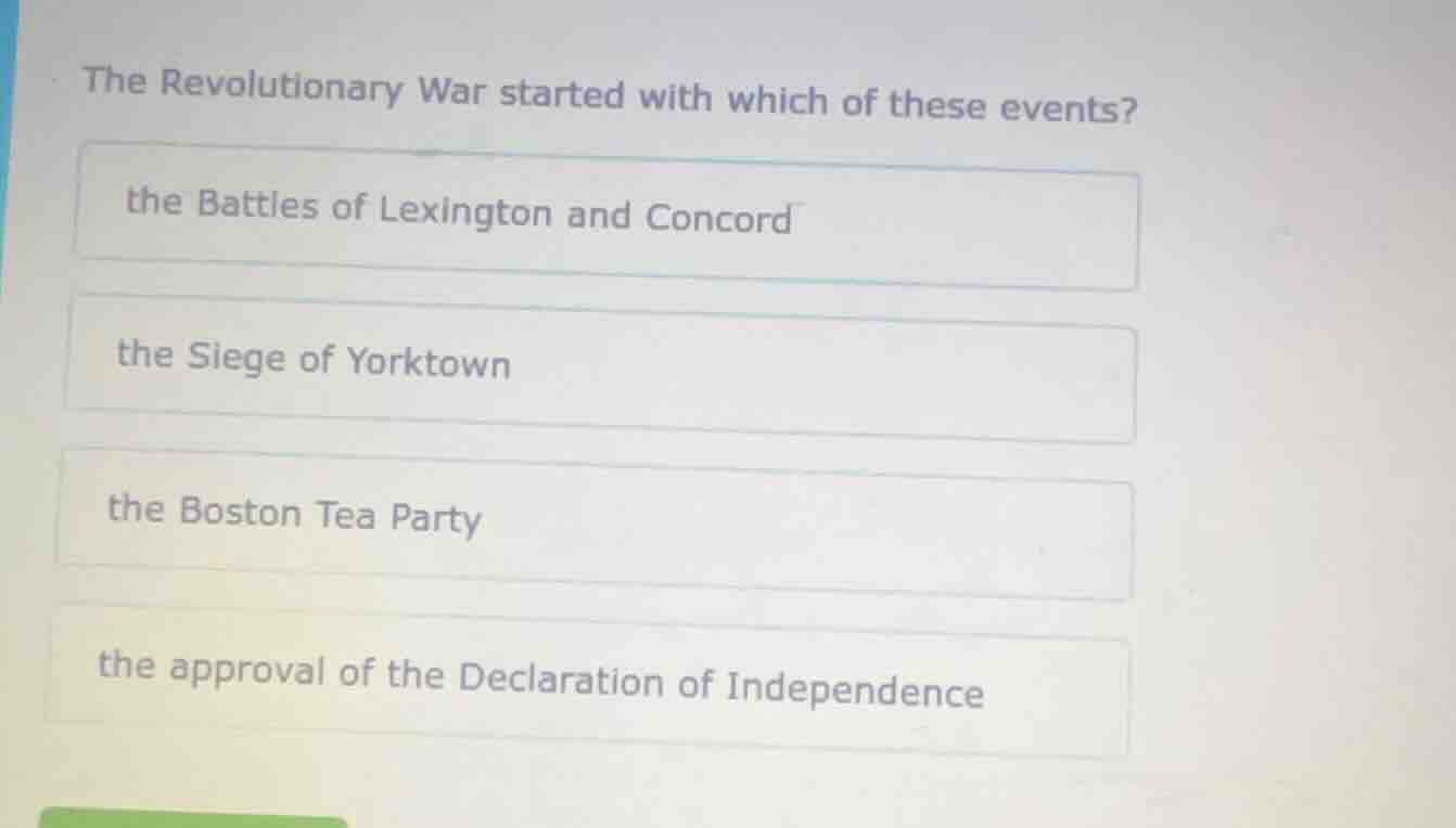 the revolutionary war started with which of these events? the battles o…