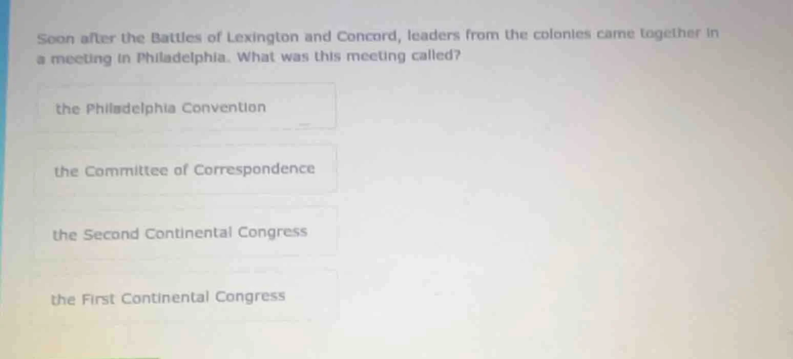 soon after the battles of lexington and concord, leaders from the colon…