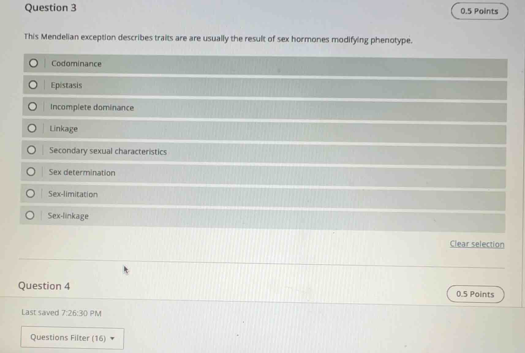 question 3 0.5 points this mendelian exception describes traits are are…