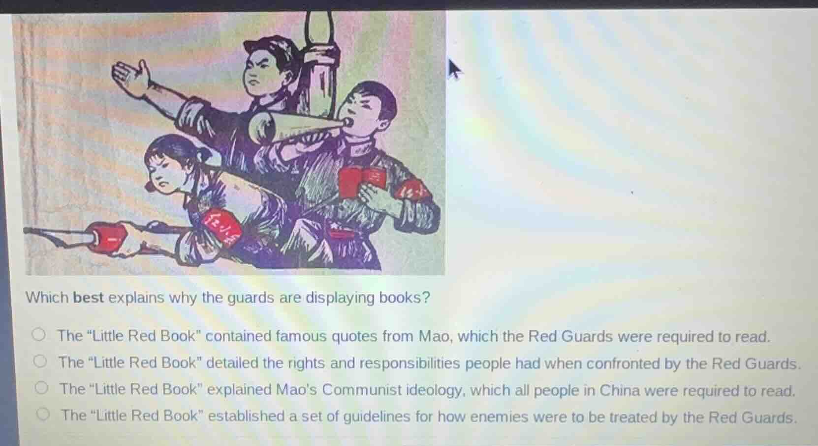 which best explains why the guards are displaying books? the \little re…