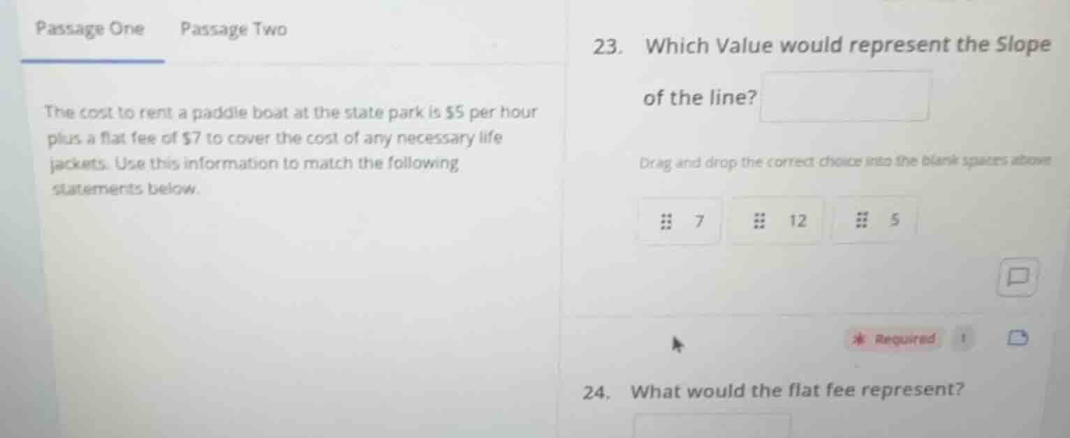 passage one the cost to rent a paddle boat at the state park is $5 per …
