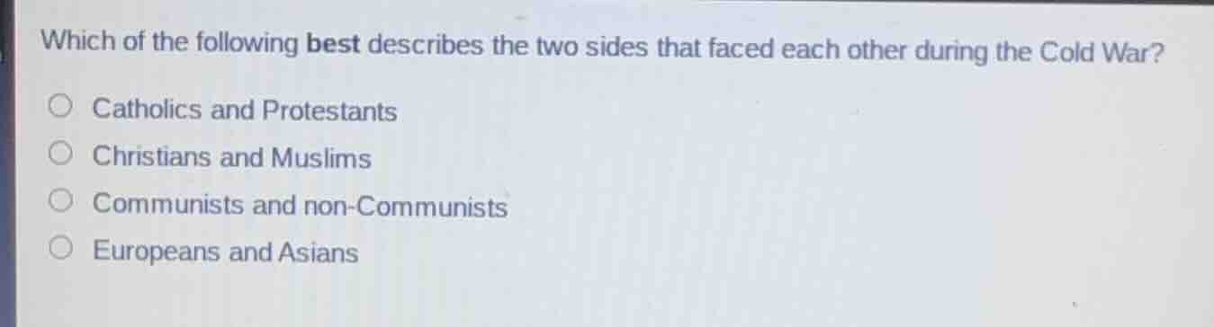 which of the following best describes the two sides that faced each oth…