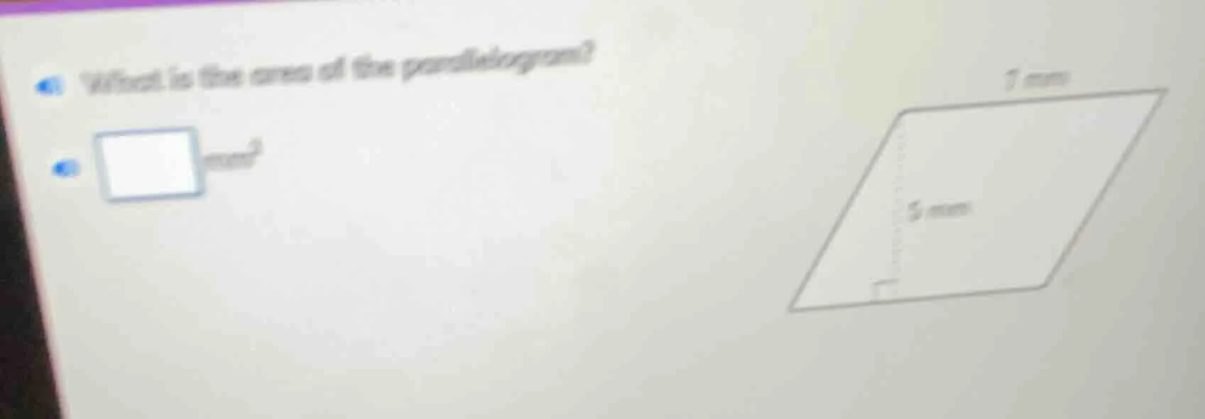 what is the area of the parallelogram? □ mm²