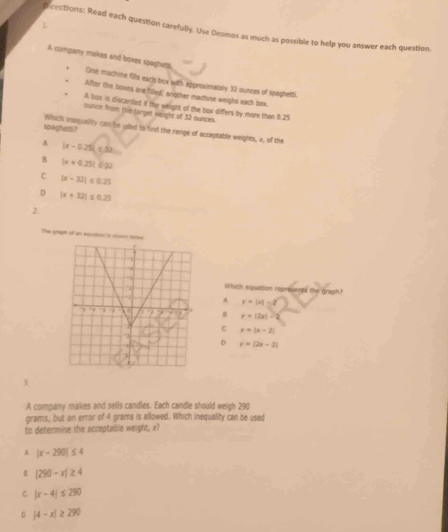 directions: read each question carefully. use desmos as much as possibl…