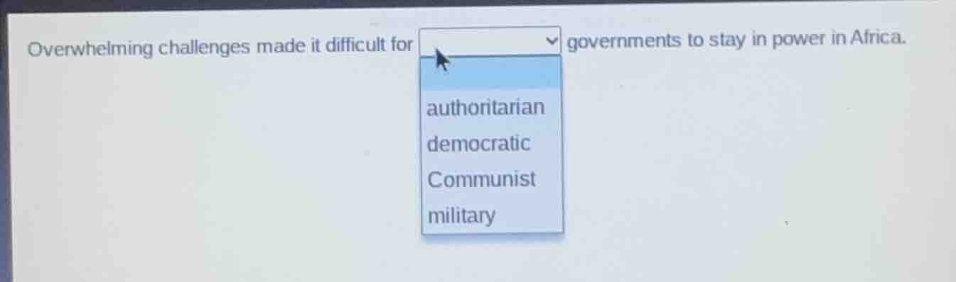 overwhelming challenges made it difficult for governments to stay in po…