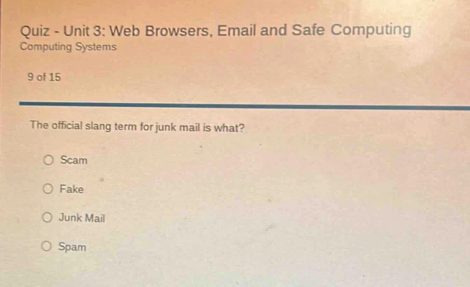 quiz - unit 3: web browsers, email and safe computing computing systems…