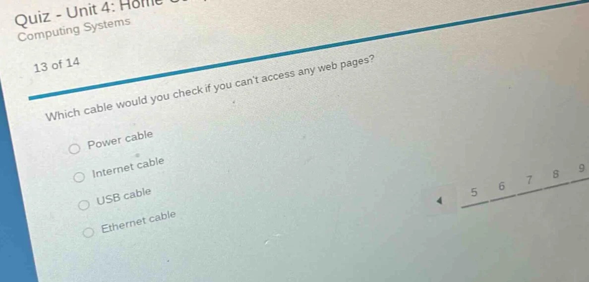 quiz - unit 4: computing systems 13 of 14 which cable would you check i…