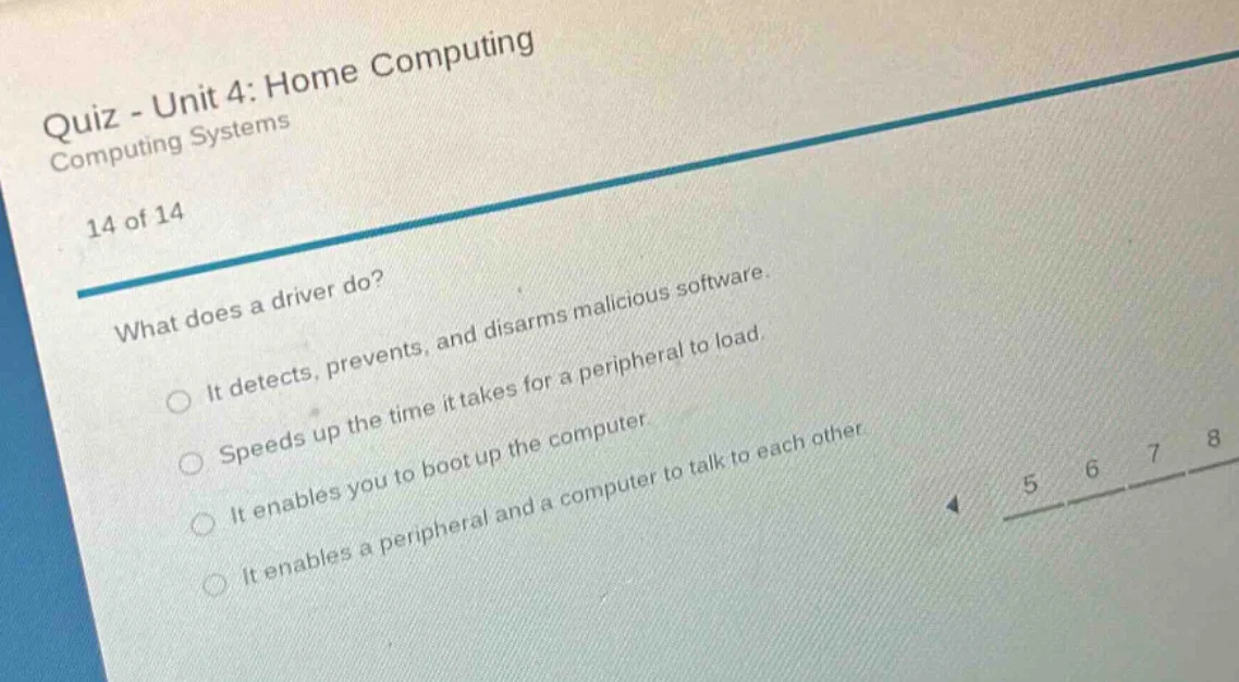 quiz - unit 4: home computing computing systems 14 of 14 what does a dr…