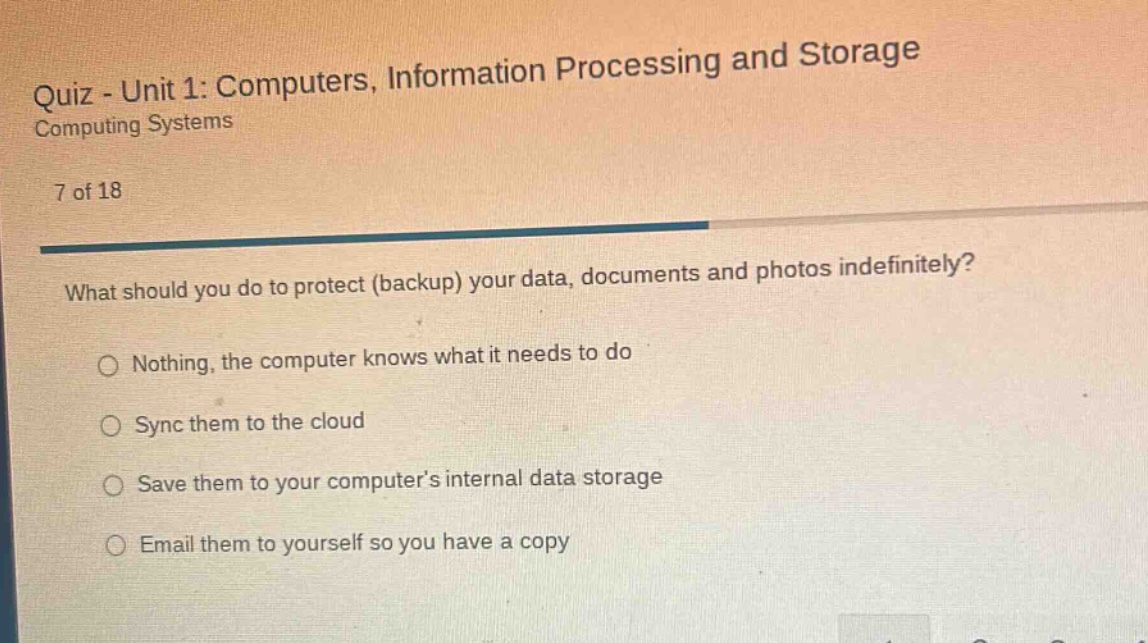 quiz - unit 1: computers, information processing and storage computing …