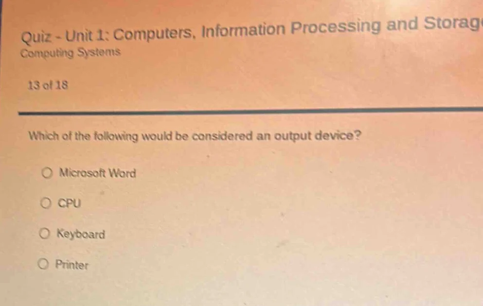 quiz - unit 1: computers, information processing and storag computing s…