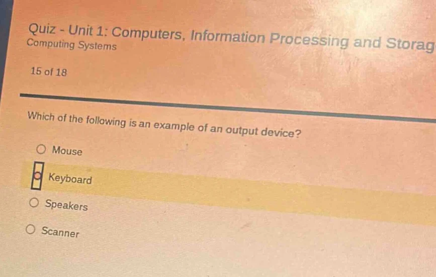 quiz - unit 1: computers, information processing and storag computing s…