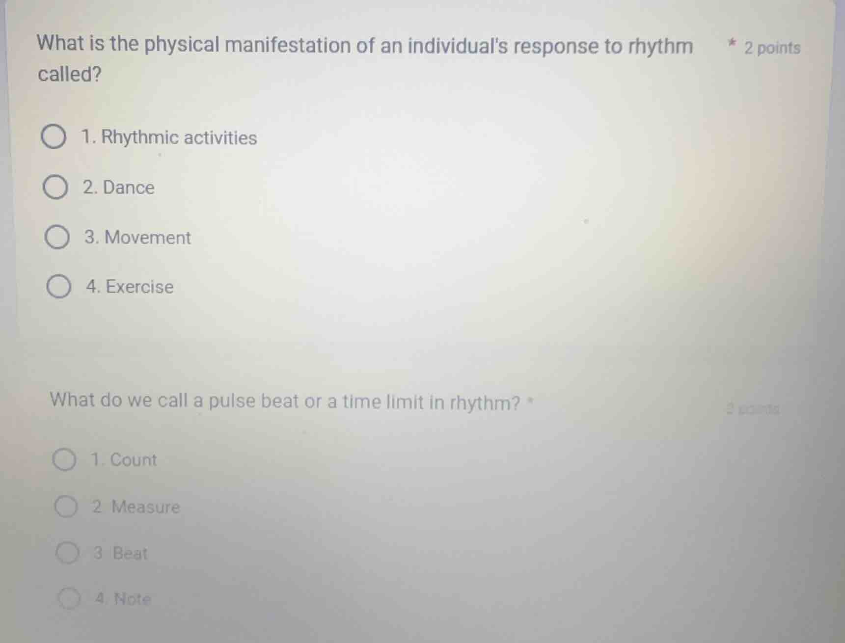 what is the physical manifestation of an individuals response to rhythm…