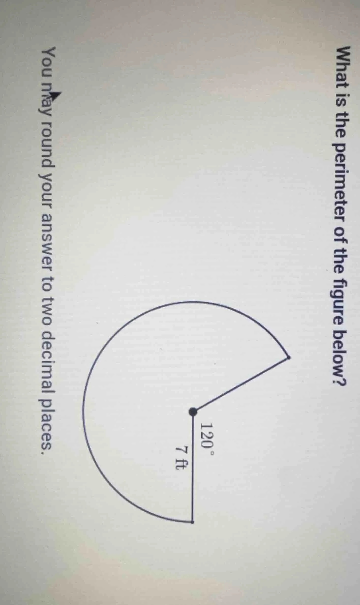 what is the perimeter of the figure below? you may round your answer to…