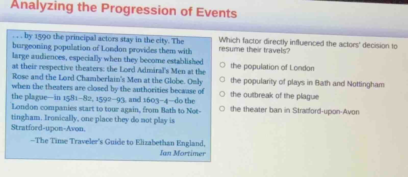 analyzing the progression of events... by 1590 the principal actors sta…