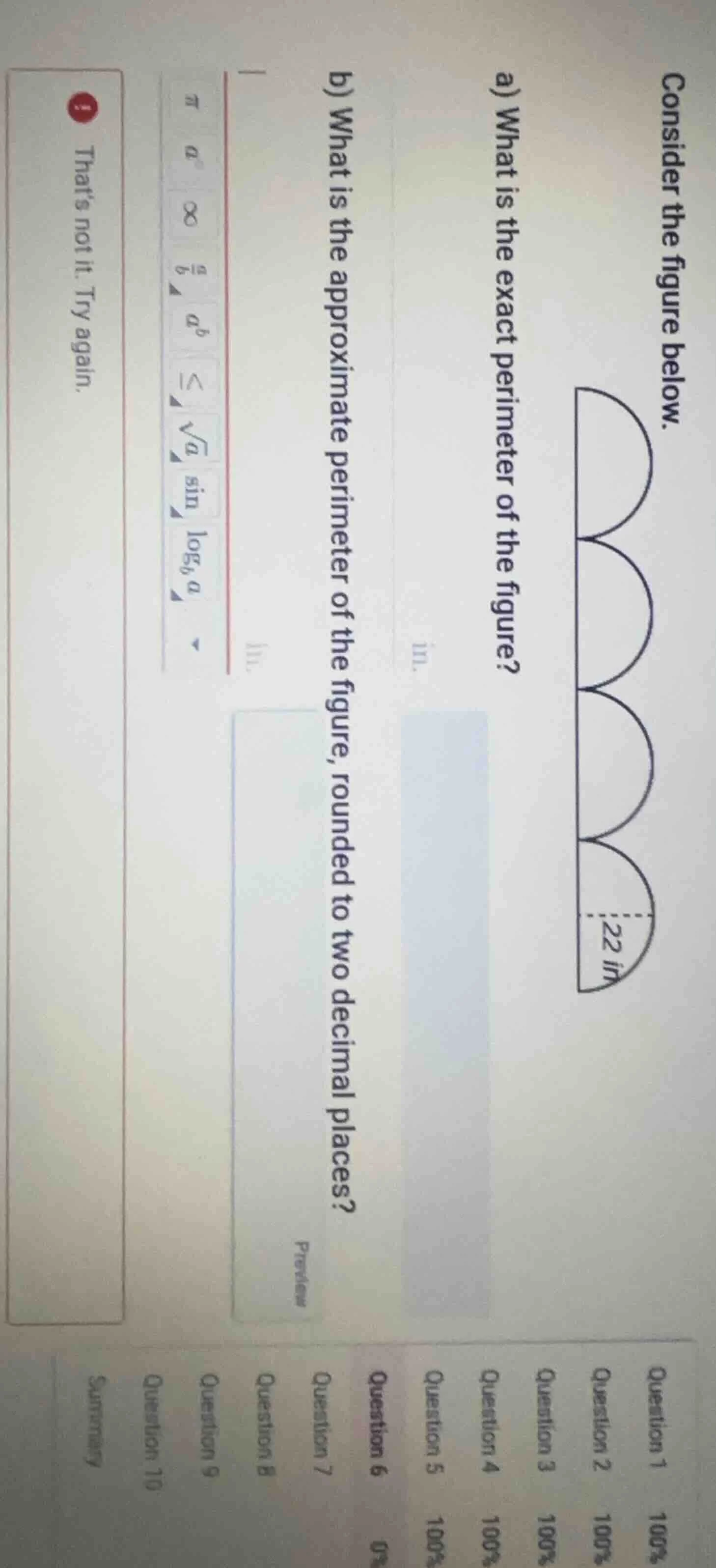 consider the figure below. a) what is the exact perimeter of the figure…