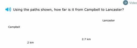 using the paths shown, how far is it from campbell to lancaster? campbe…