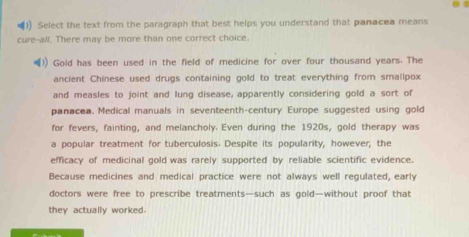 select the text from the paragraph that best helps you understand that …