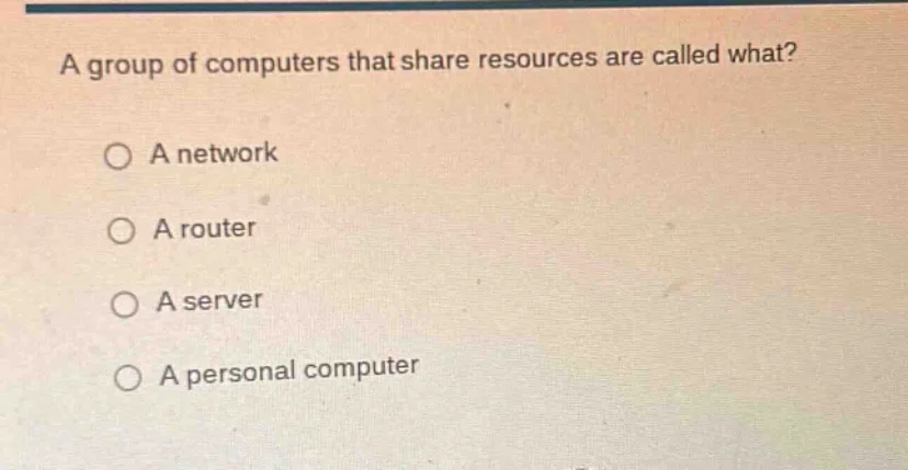 a group of computers that share resources are called what? a network a …