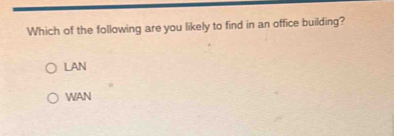 which of the following are you likely to find in an office building? ○ …