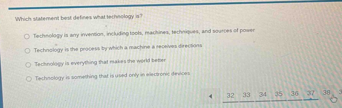 which statement best defines what technology is? technology is any inve…