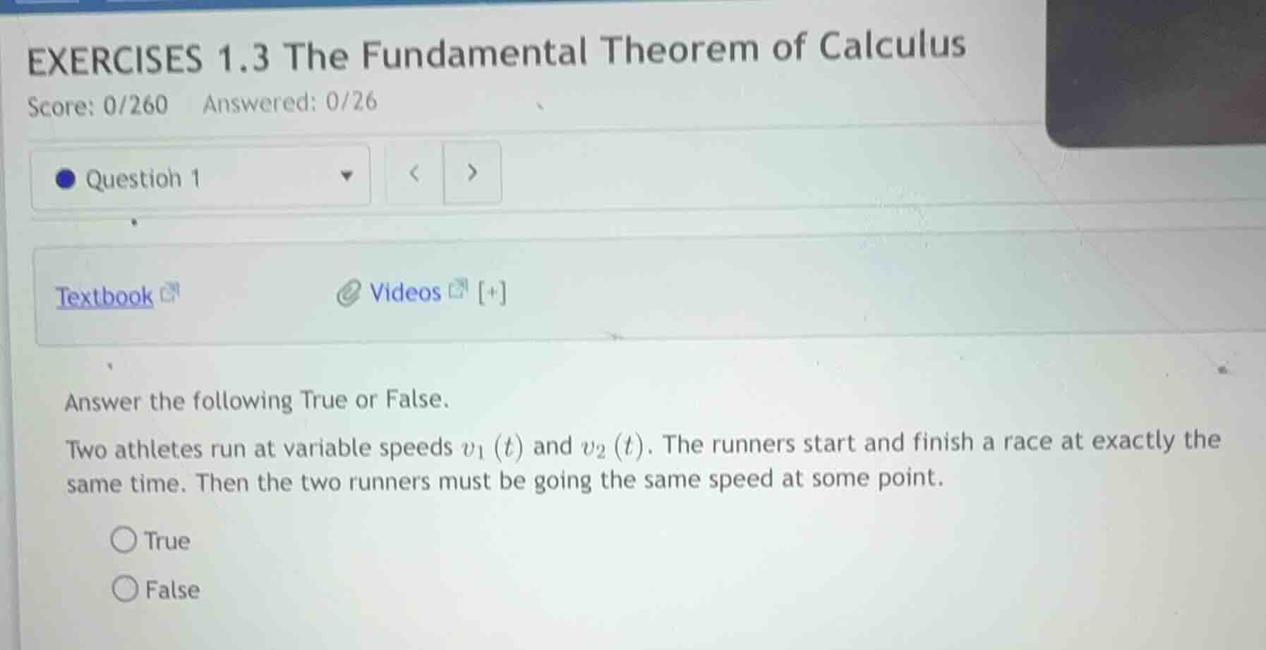 exercises 1.3 the fundamental theorem of calculus score: 0/260 answered…