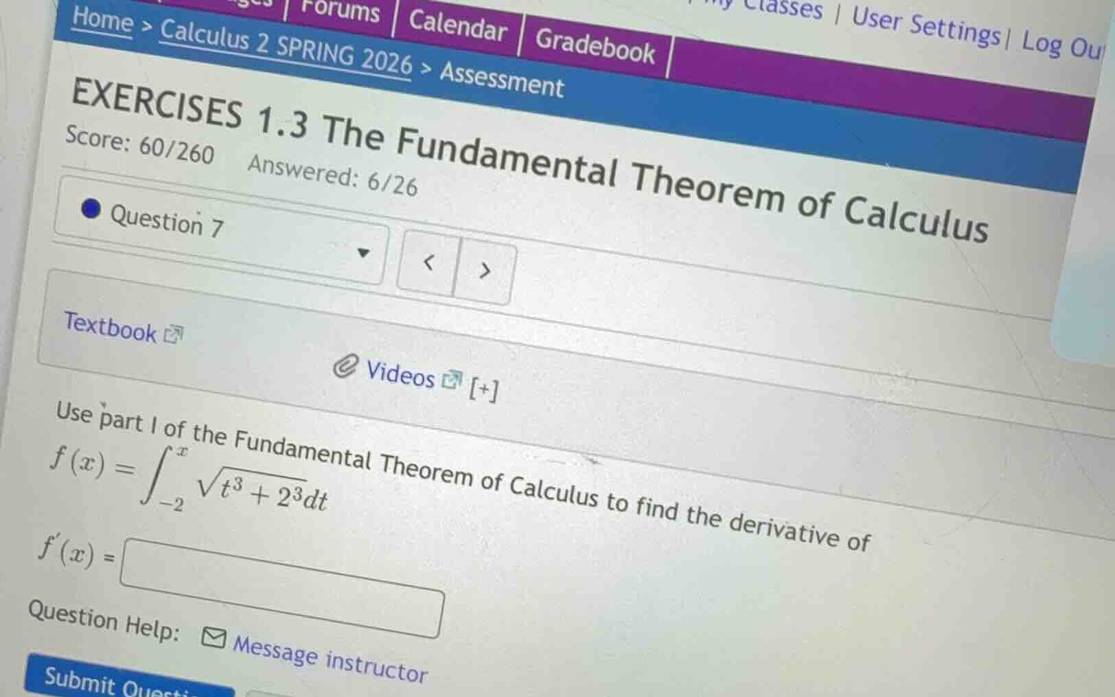exercises 1.3 the fundamental theorem of calculus score: 60/260 answere…