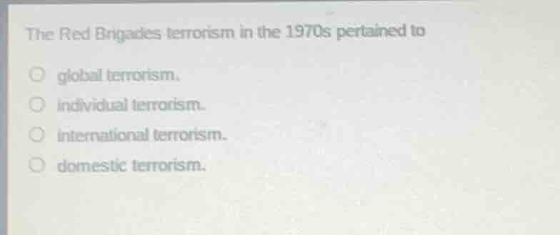 the red brigades terrorism in the 1970s pertained to global terrorism. …