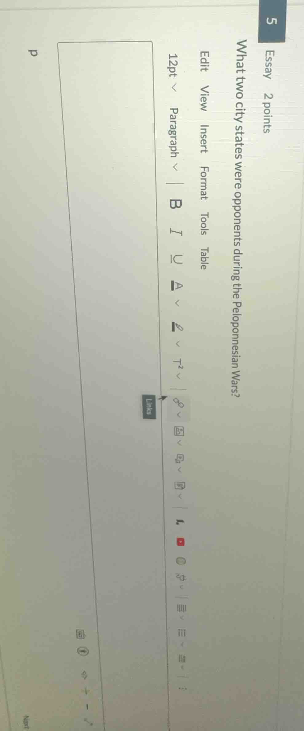 essay 2 points 5 what two city states were opponents during the pelopon…