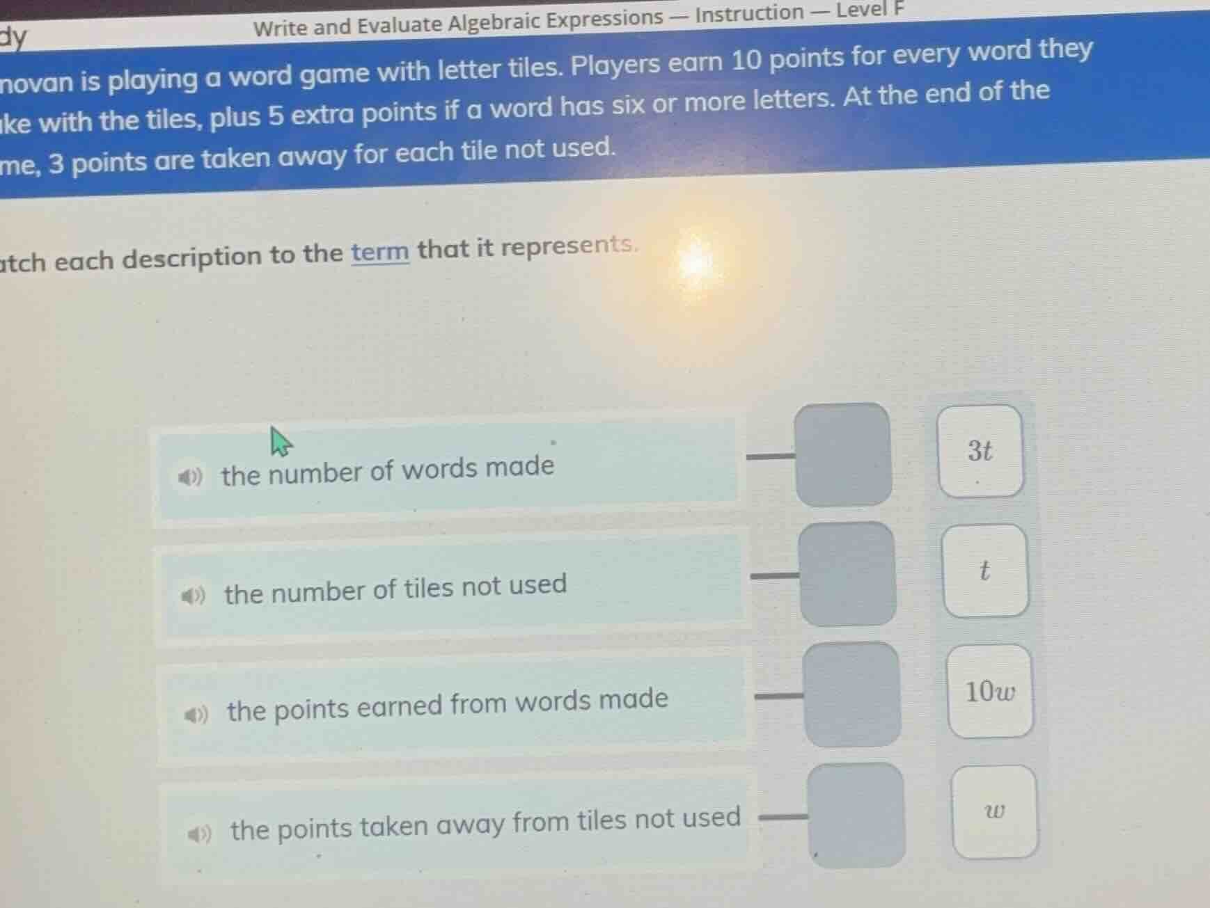 write and evaluate algebraic expressions — instruction — level f dy nov…