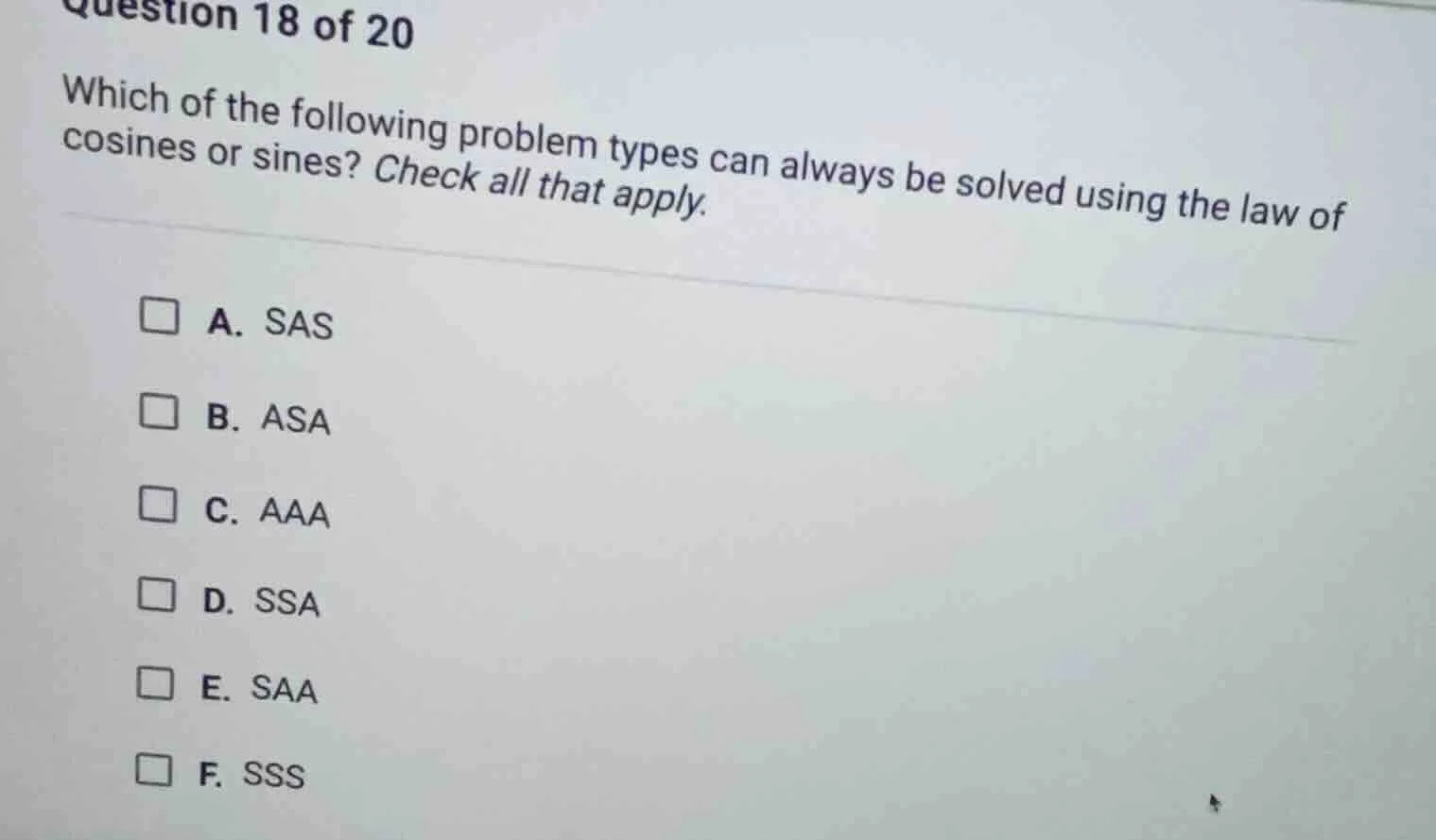 question 18 of 20 which of the following problem types can always be so…