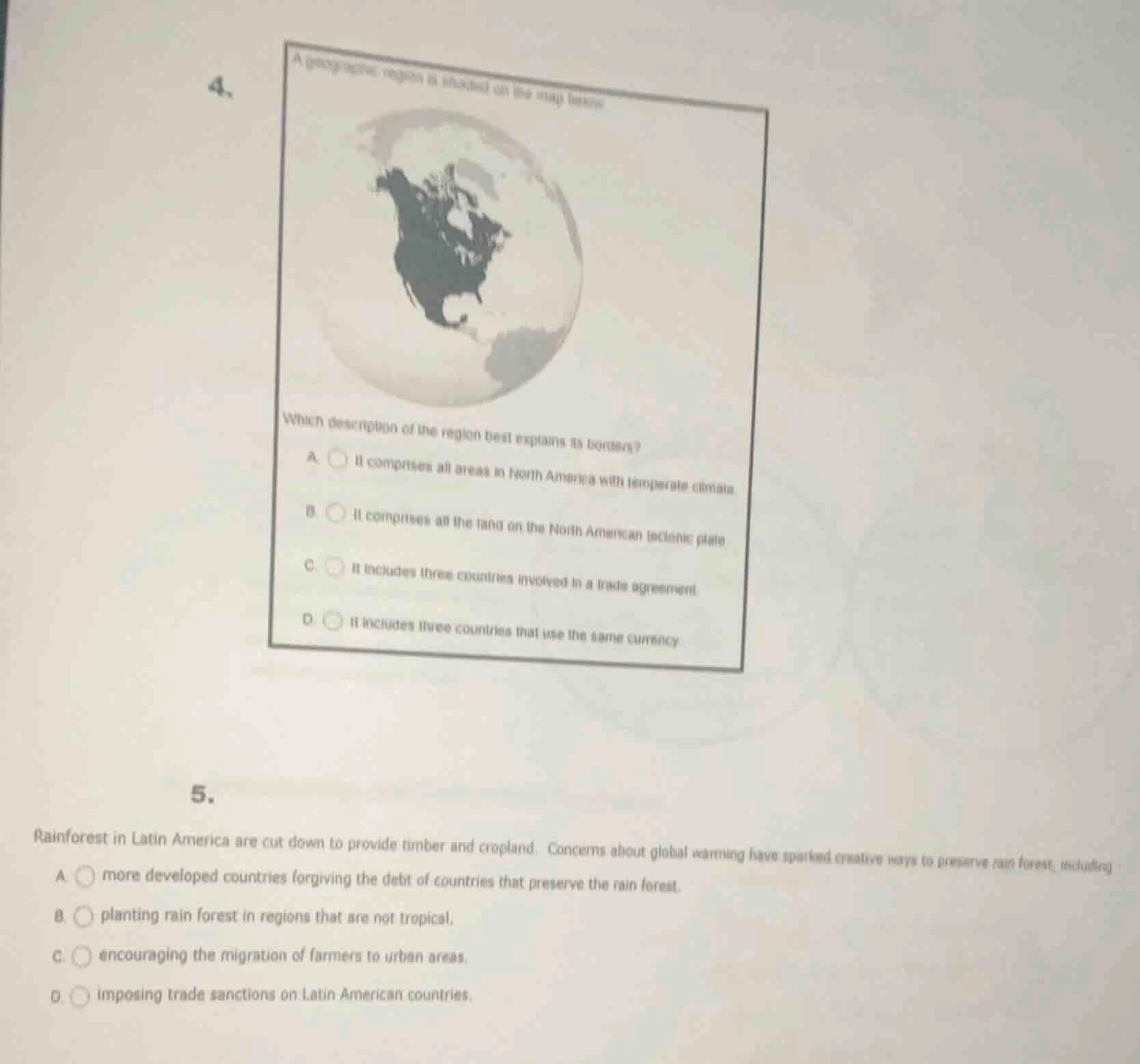 4. a geographic region is shaded on the map below. which description of…