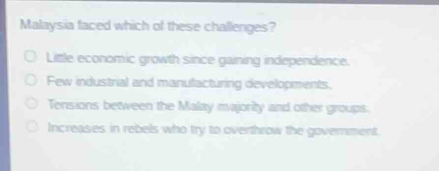 malaysia faced which of these challenges? little economic growth since …