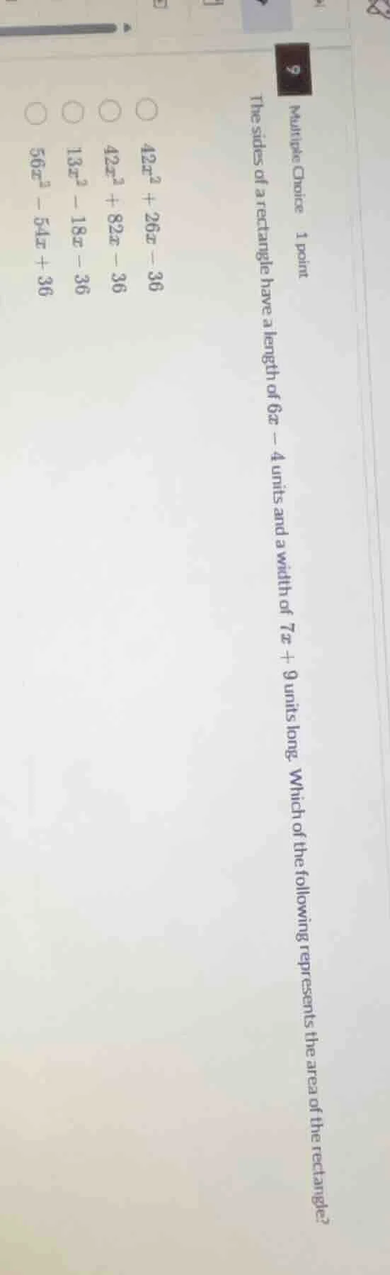 multiple choice 1 point the sides of a rectangle have a length of 6x - …