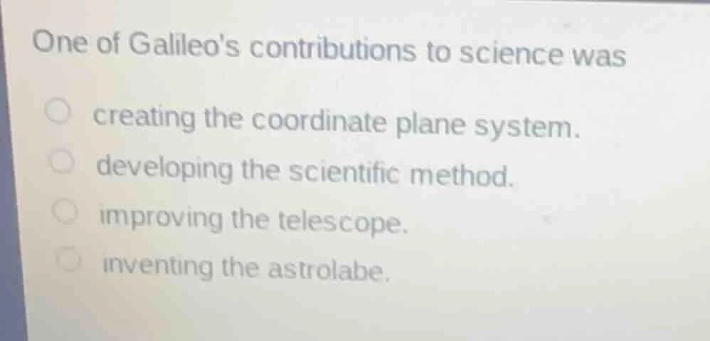 one of galileos contributions to science was creating the coordinate pl…