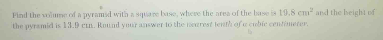 find the volume of a pyramid with a square base, where the area of the …
