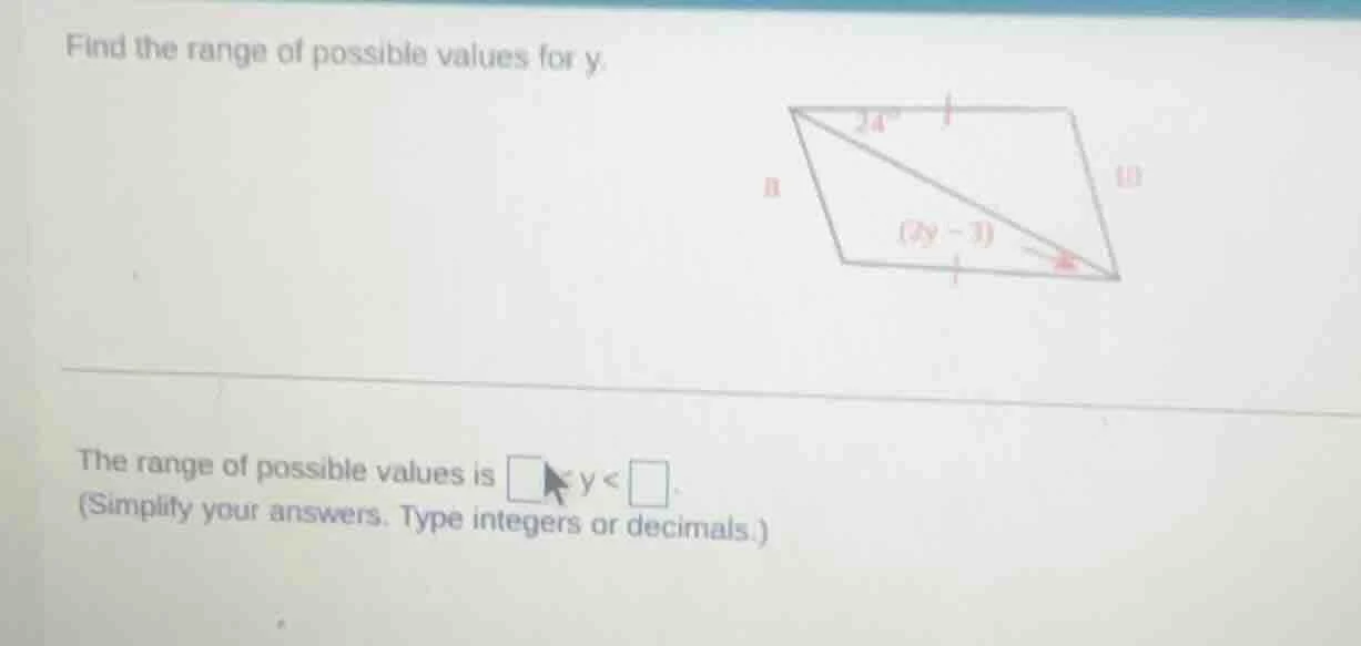 find the range of possible values for y. the range of possible values i…